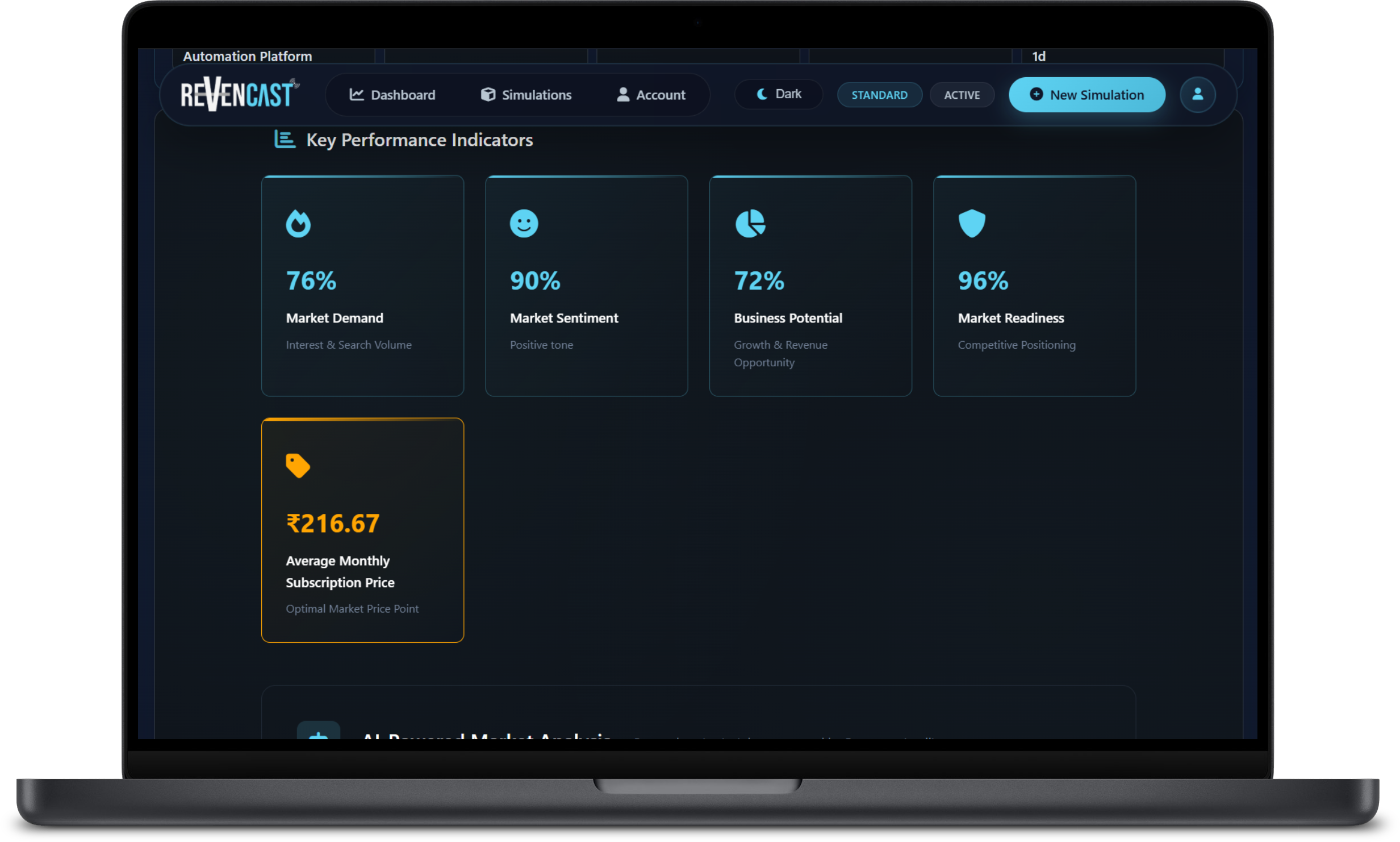 Revencast Market Intelligence Dashboard Preview 2